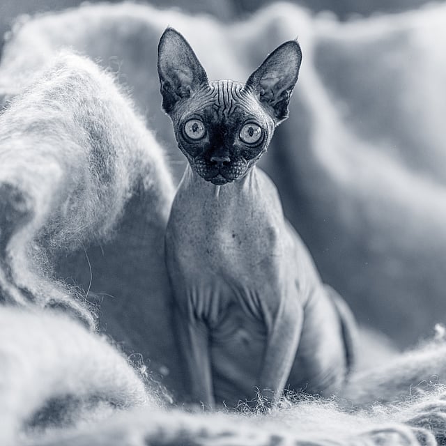 Un gato sentado sobre una manta.