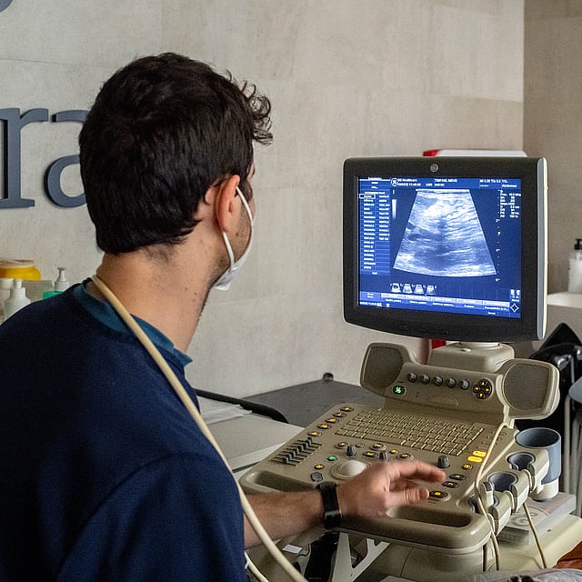 Una persona usando una máquina.