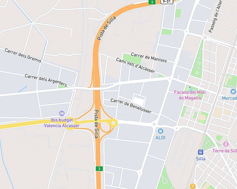 Un mapa que muestra la ubicación de AniCura Valencia Sur Hospital Veterinario