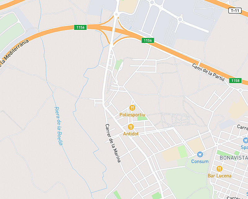 Un mapa que muestra la ubicación de AniCura Bofarull Hospital Veterinari