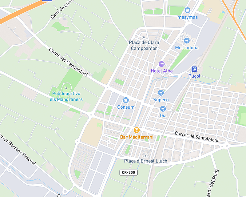 Un mapa que muestra la ubicación de AniCura Sant Antoni Clínica Veterinaria
