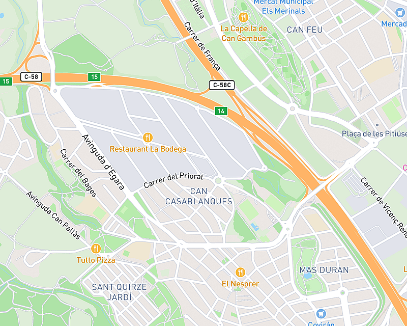 Un mapa que muestra la ubicación de AniCura Vet's Sant Quirze Centre Veterinari