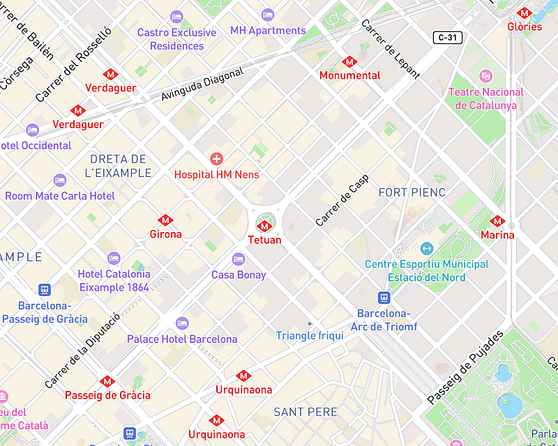 Un mapa que muestra la ubicación de AniCura Glòries Hospital Veterinari