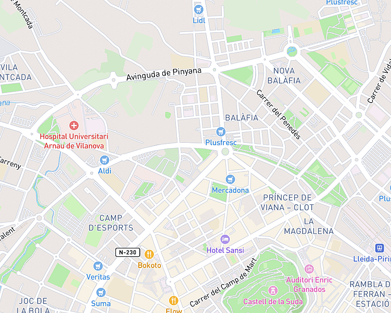 Un mapa que muestra la ubicación de AniCura Lleida Centre Veterinari
