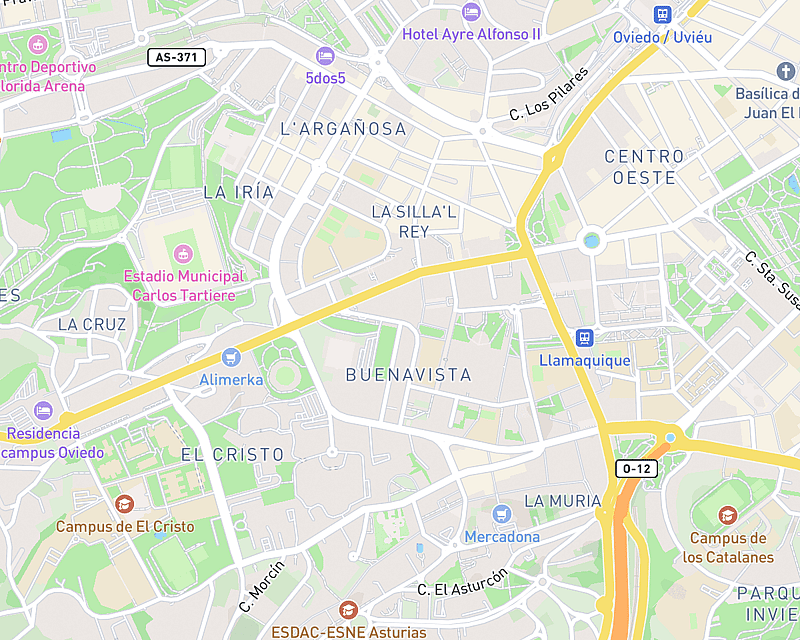 Un mapa que muestra la ubicación de AniCura Buenavista Hospital Veterinario