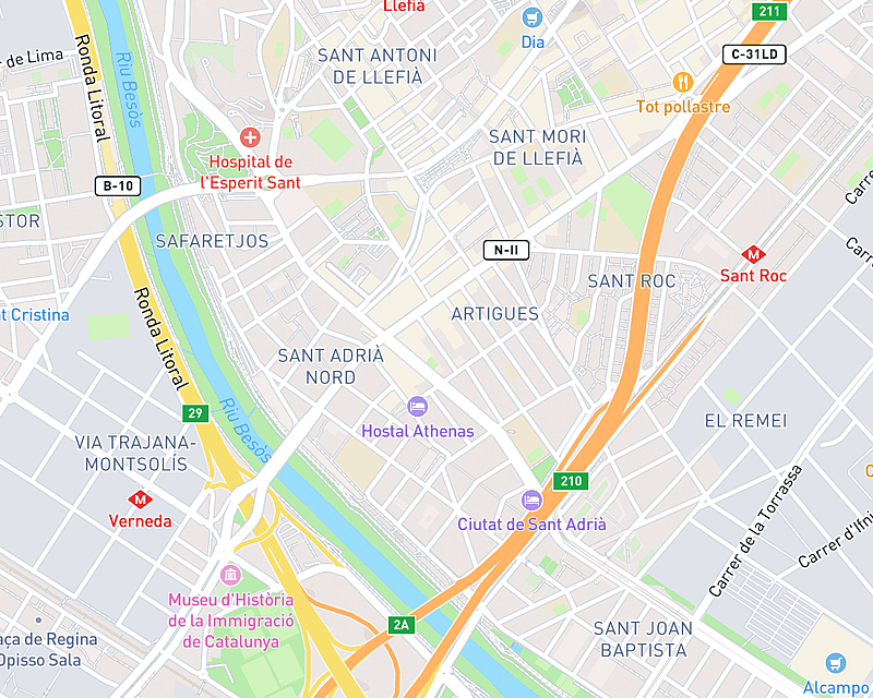 Un mapa que muestra la ubicación de AniCura Canis i Felis Hospital Veterinari