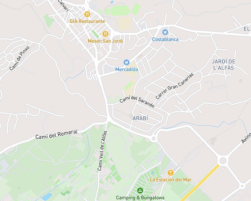Un mapa que muestra la ubicación de AniCura Marina Baixa Hospital Veterinario