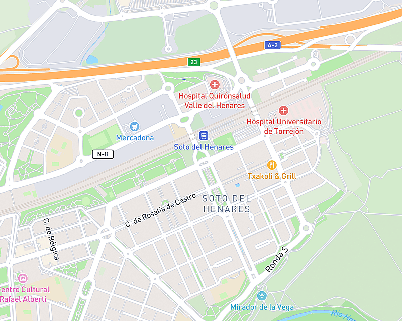 Un mapa que muestra la ubicación de AniCura Madrid Este Hospital Veterinario