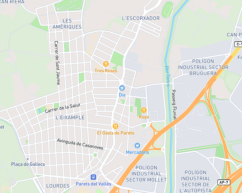 Un mapa que mostra la ubicació de AniCura Lauro Cèntre Veterinari
