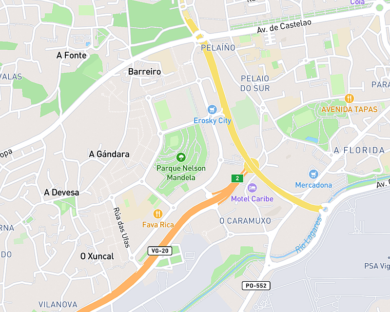 Un mapa que muestra la ubicación de AniCura Navia Hospital Veterinario