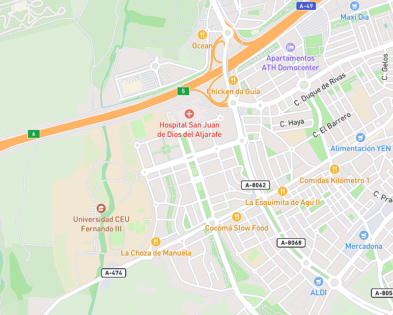 Un mapa que muestra la ubicación de AniCura Bormujos Centro Veterinario
