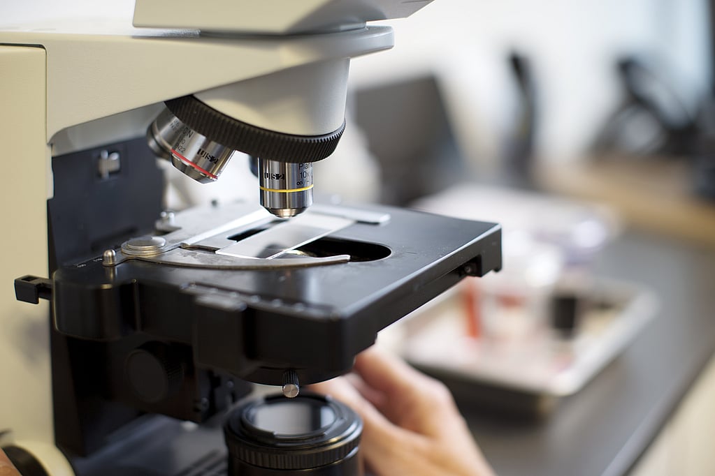 Un primer plano de un microscopio.